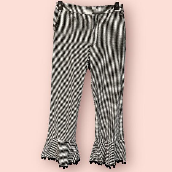 ZARA SS17 GINGHAM TROUSERS POMPOMS BLACK WHITE CHECKED SIZE XS - Picture 2 of 5